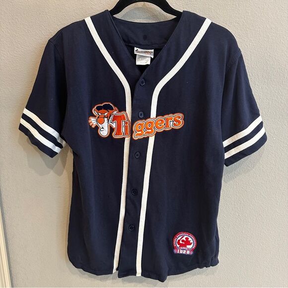 Disney | Navy Tigger Disney world Button Down Shirt with White Accents V-Neck - Picture 1 of 7